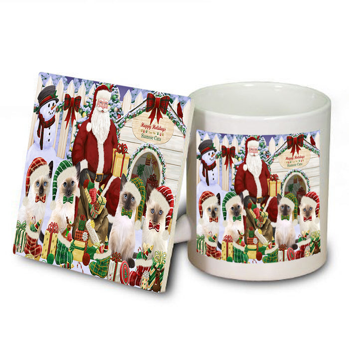 Christmas Dog House Siamese Cats Mug and Coaster Set MUC52601