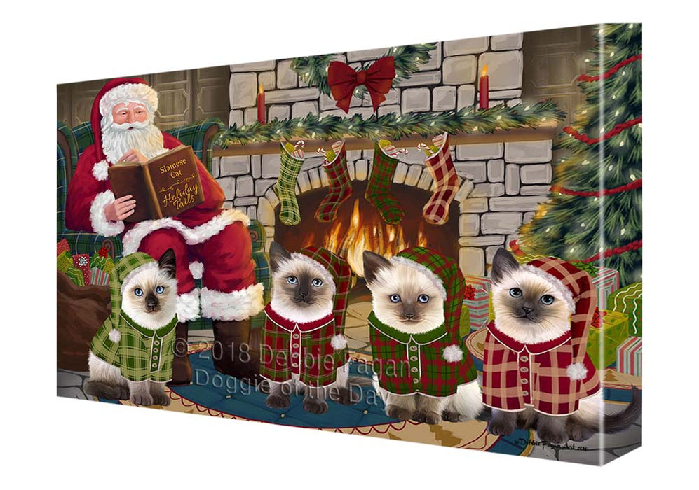 Christmas Cozy Holiday Tails Siamese Cats Canvas Print Wall Art Décor CVS118448