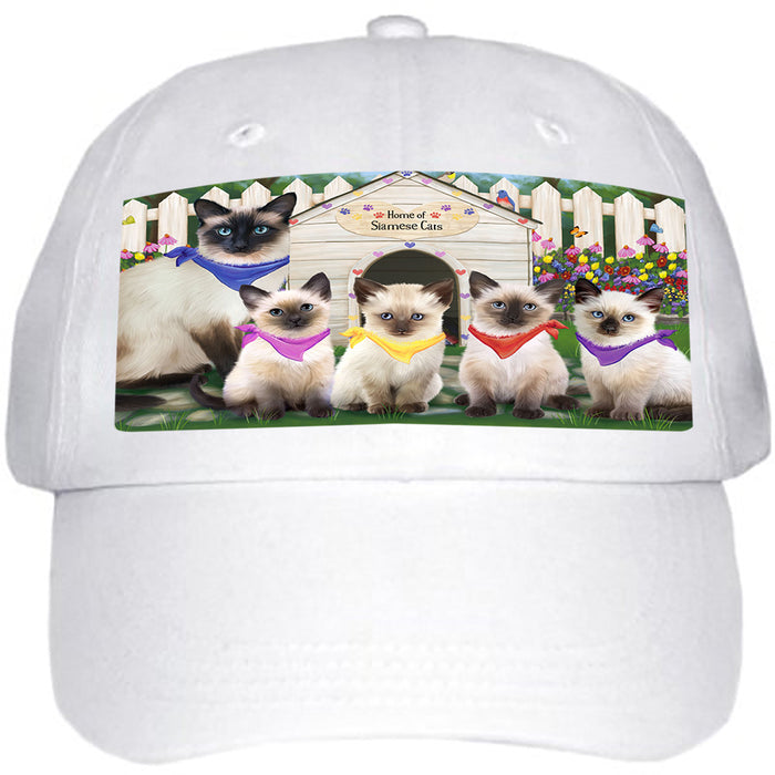 Spring Dog House Siamese Cats Ball Hat Cap HAT60372