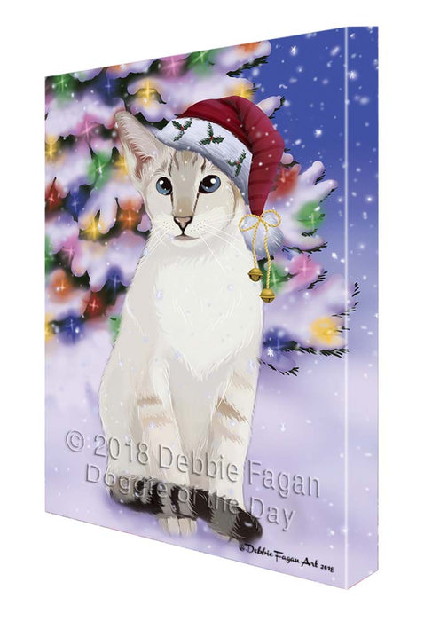 Winterland Wonderland Siamese Cat In Christmas Holiday Scenic Background Canvas Print Wall Art Décor CVS121436