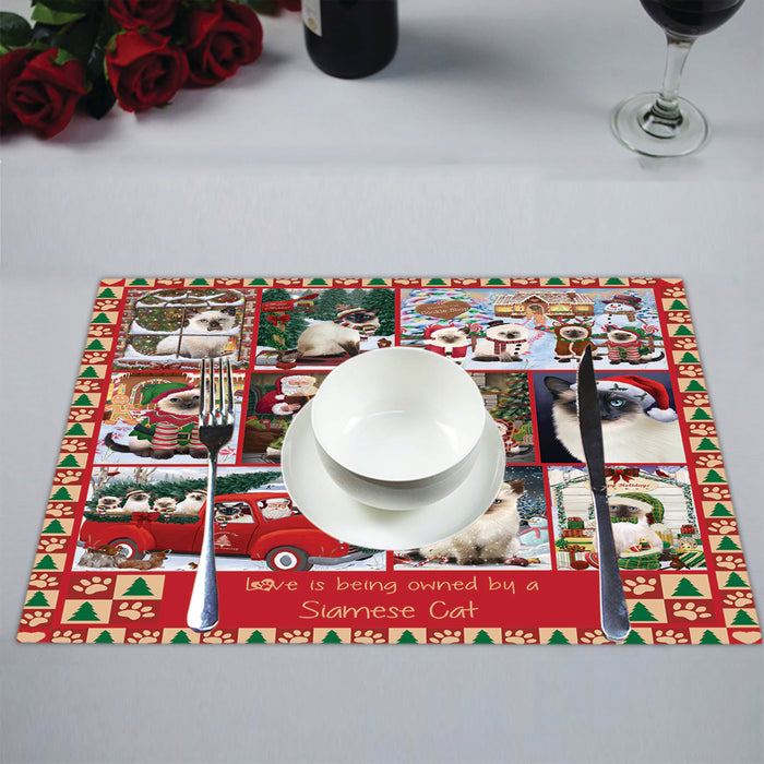 Love is Being Owned Christmas Siamese Cats Placemat