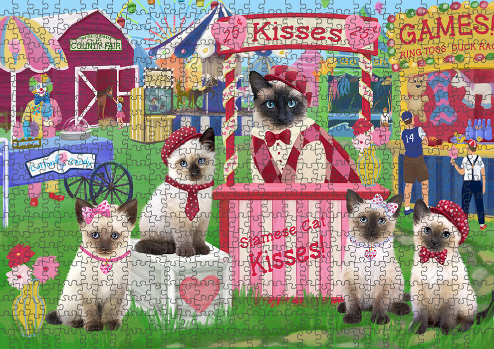 Carnival Kissing Booth Siamese Cats Puzzle with Photo Tin PUZL91916