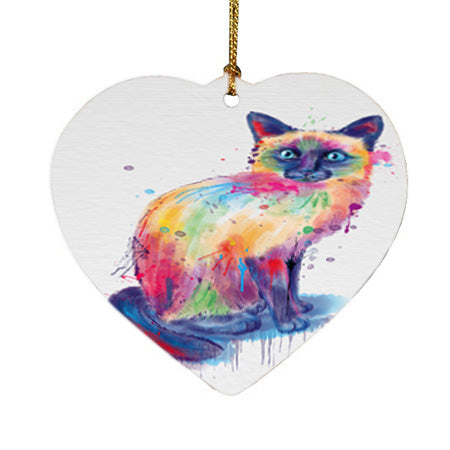 Watercolor Siamese Cat Heart Christmas Ornament HPOR57400