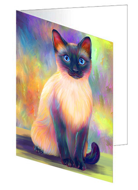 Paradise Wave Siamese Cat Handmade Artwork Assorted Pets Greeting Cards and Note Cards with Envelopes for All Occasions and Holiday Seasons GCD72755