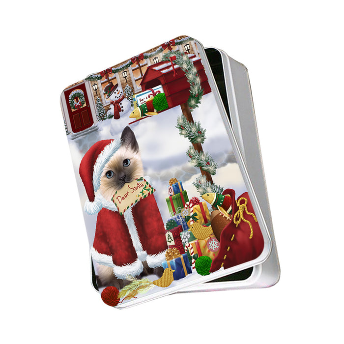 Siamese Cat Dear Santa Letter Christmas Holiday Mailbox Photo Storage Tin PITN53552