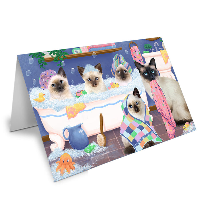 Rub A Dub Dogs In A Tub Siamese Cats Handmade Artwork Assorted Pets Greeting Cards and Note Cards with Envelopes for All Occasions and Holiday Seasons GCD74990