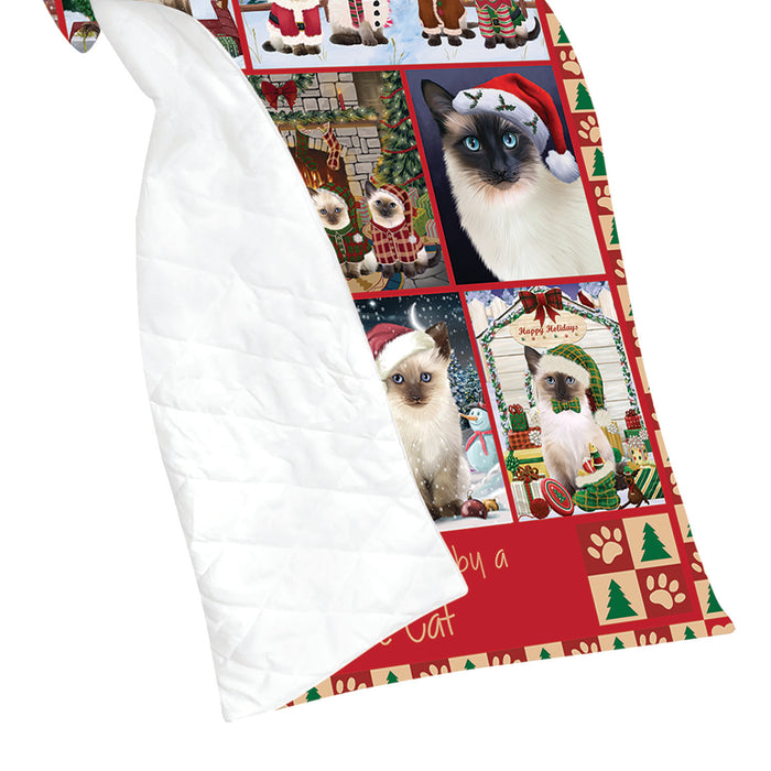 Love is Being Owned Christmas Siamese Cats Quilt
