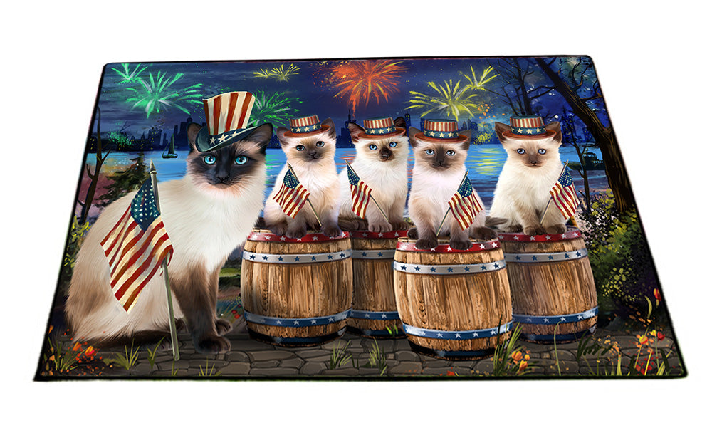 4th of July Independence Day Firework Siamese Cats Floormat FLMS54380