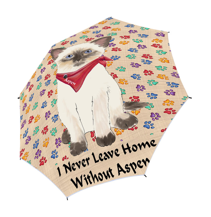 Custom Pet Name Personalized I never Leave Home Siamese Cat Semi-Automatic Foldable Umbrella