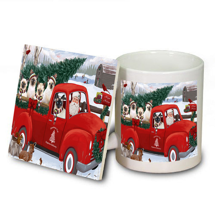 Christmas Santa Express Delivery Siamese Cats Family Mug and Coaster Set MUC55062