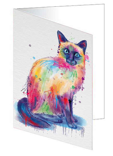 Watercolor Siamese Cat Handmade Artwork Assorted Pets Greeting Cards and Note Cards with Envelopes for All Occasions and Holiday Seasons GCD76829