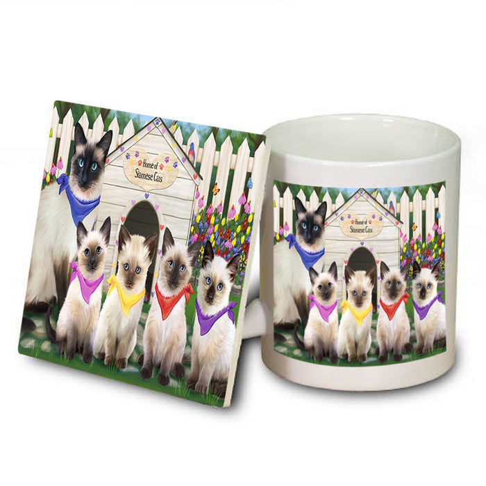 Spring Dog House Siamese Cats Mug and Coaster Set MUC52153