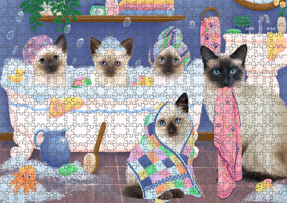 Rub A Dub Dogs In A Tub Siamese Cats Puzzle with Photo Tin PUZL95500
