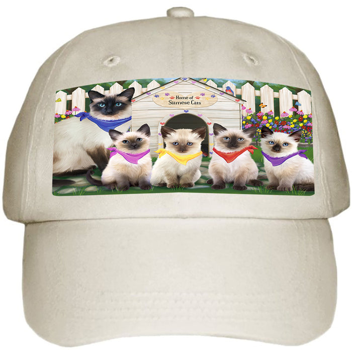 Spring Dog House Siamese Cats Ball Hat Cap HAT60372