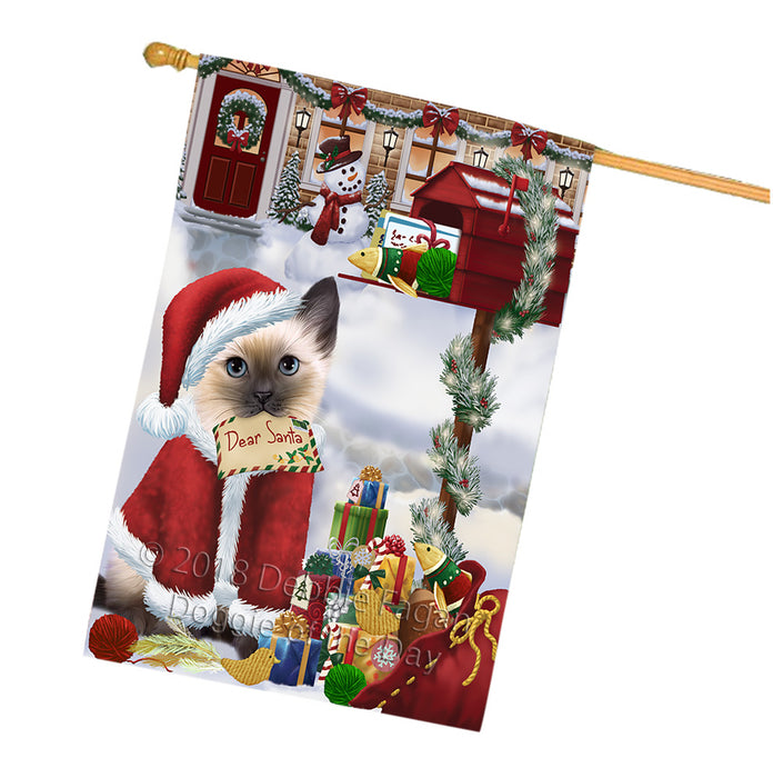 Siamese Cat Dear Santa Letter Christmas Holiday Mailbox House Flag FLG53750