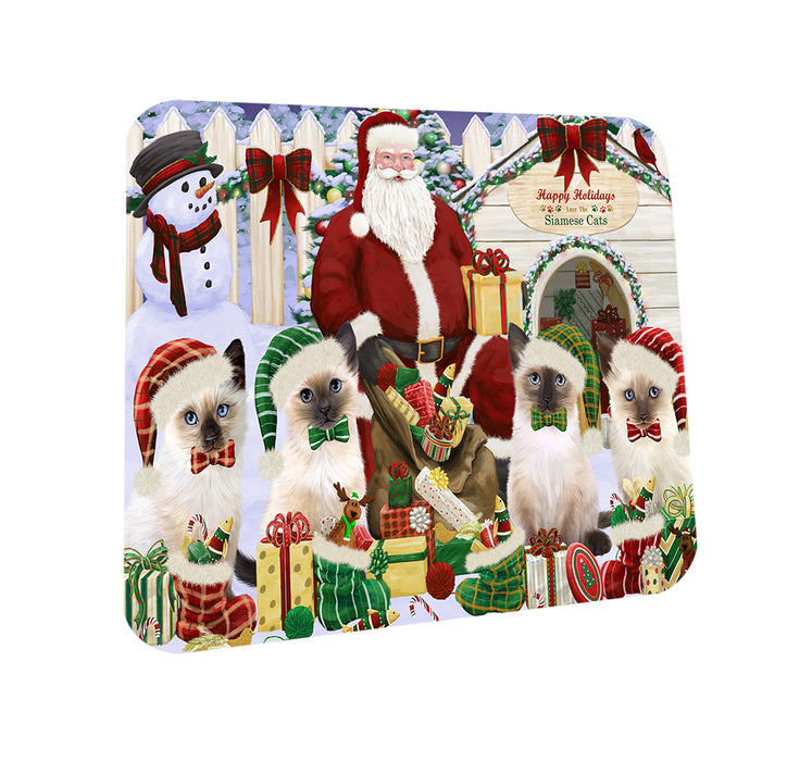 Christmas Dog House Siamese Cats Coasters Set of 4 CST52568