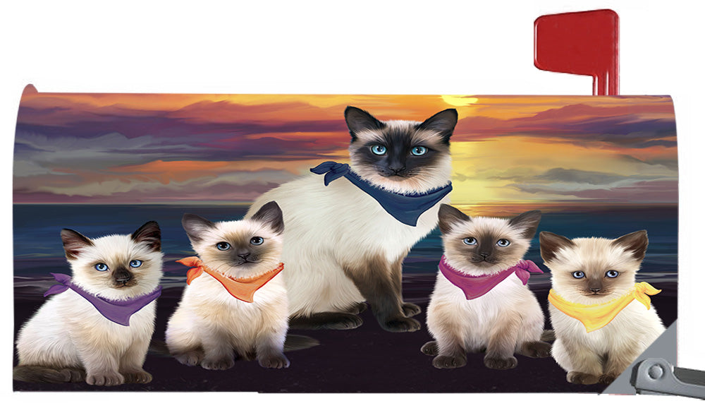 Family Sunset Portrait Siamese Cats Magnetic Mailbox Cover MBC48507