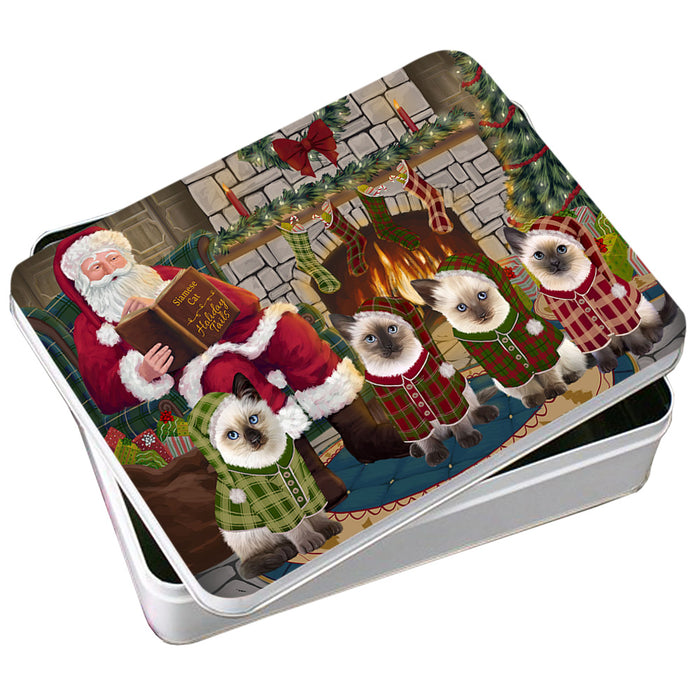 Christmas Cozy Holiday Tails Siamese Cats Photo Storage Tin PITN55334