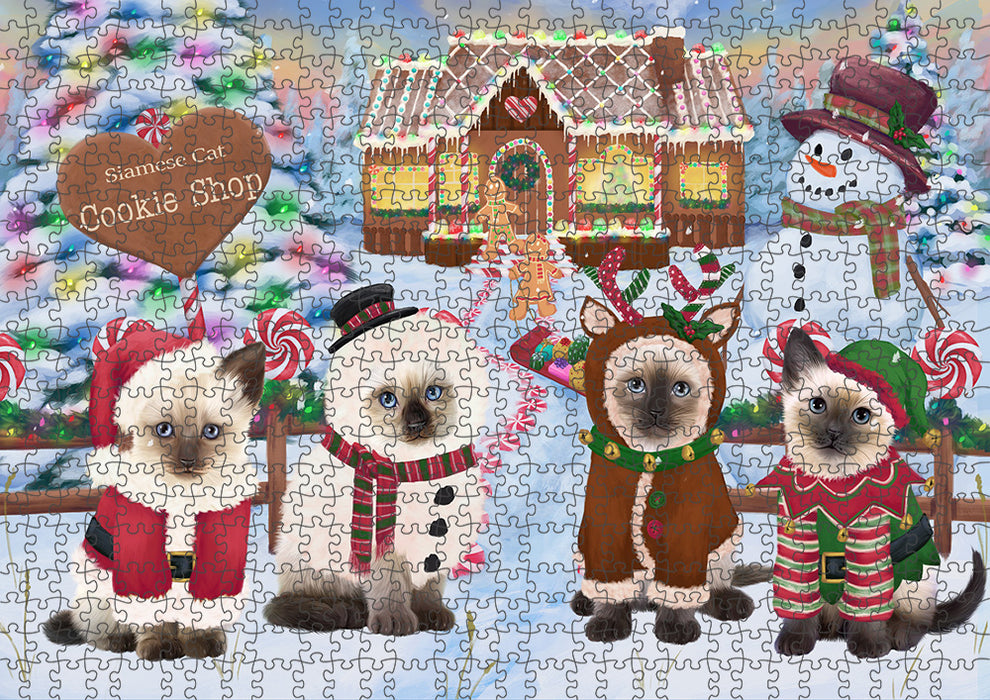 Holiday Gingerbread Cookie Shop Siamese Cats Puzzle  PUZL94688