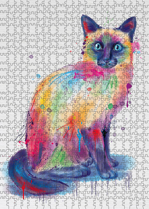 Watercolor Siamese Cat Puzzle with Photo Tin PUZL97228