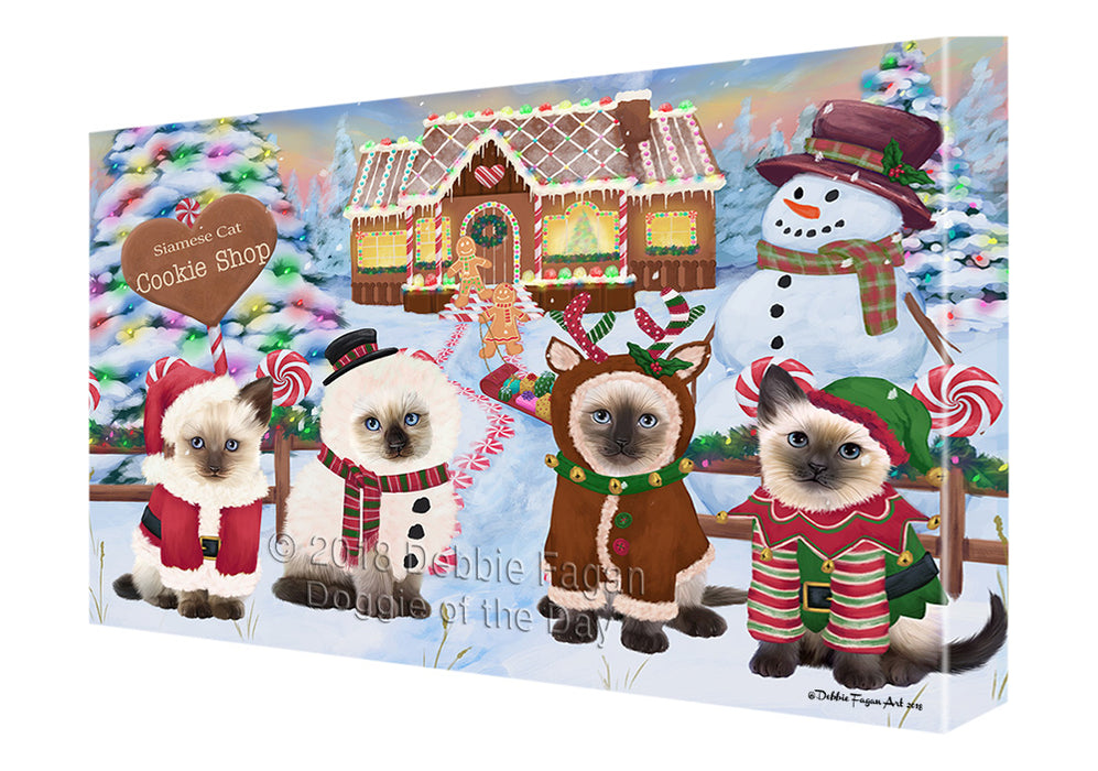 Holiday Gingerbread Cookie Shop Siamese Cats Canvas Print Wall Art Décor CVS131822
