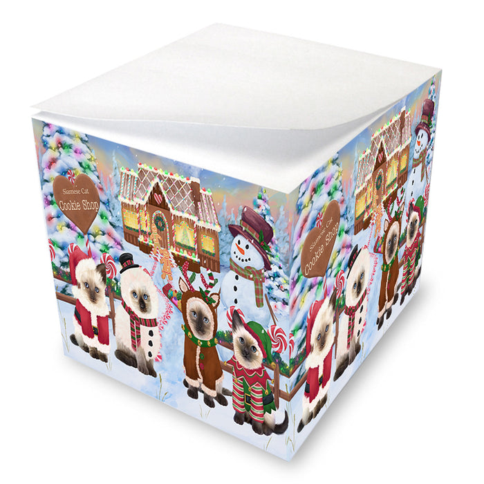 Holiday Gingerbread Cookie Shop Siamese Cats Note Cube NOC54694