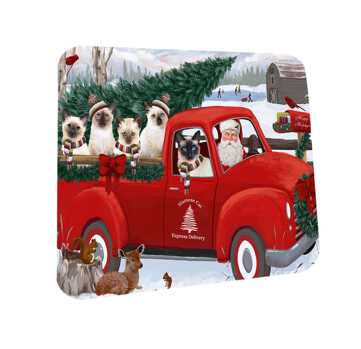 Christmas Santa Express Delivery Siamese Cats Family Coasters Set of 4 CST55028