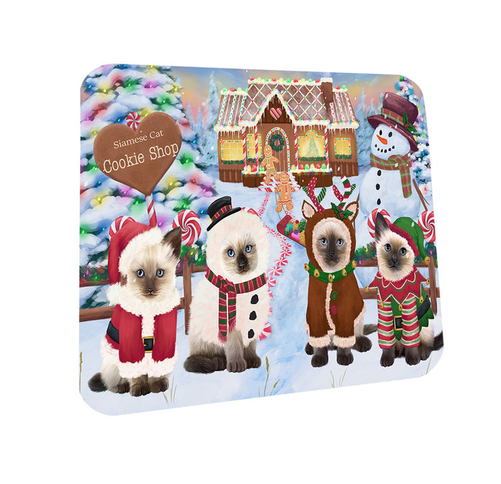 Holiday Gingerbread Cookie Shop Siamese Cats Coasters Set of 4 CST56580