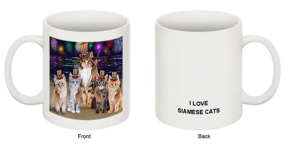 4th of July Independence Day Firework Siamese Cats Coffee Mug MUG52246