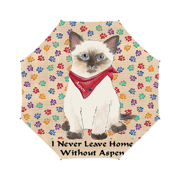 Custom Pet Name Personalized I never Leave Home Siamese Cat Semi-Automatic Foldable Umbrella