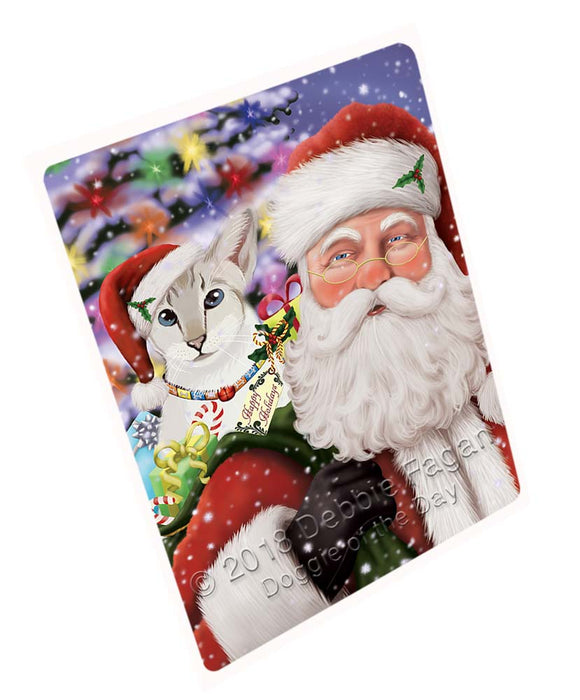 Santa Carrying Siamese Cat and Christmas Presents Large Refrigerator / Dishwasher Magnet RMAG95424