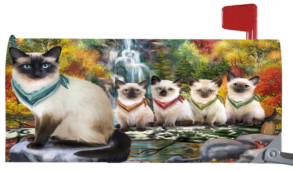 Scenic Waterfall Siamese Cats Magnetic Mailbox Cover MBC48757