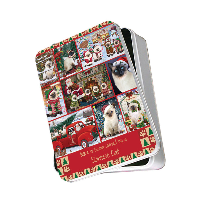 Love is Being Owned Christmas Siamese Cats Photo Storage Tin PITN57201
