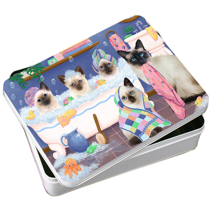 Rub A Dub Dogs In A Tub Siamese Cats Photo Storage Tin PITN56768