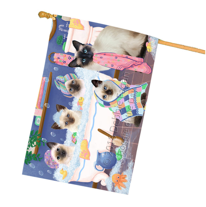 Rub A Dub Dogs In A Tub Siamese Cats House Flag FLG57509