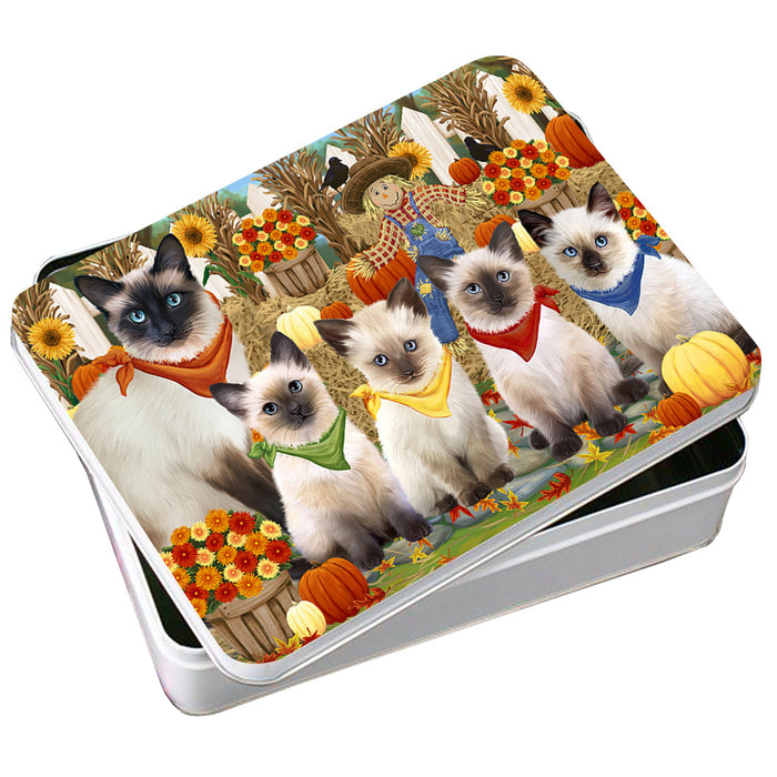 Harvest Time Festival Day Siamese Cats Photo Storage Tin PITN52377