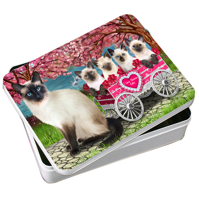 I Love Siamese Cats Cat in a Cart Photo Storage Tin PITN51706