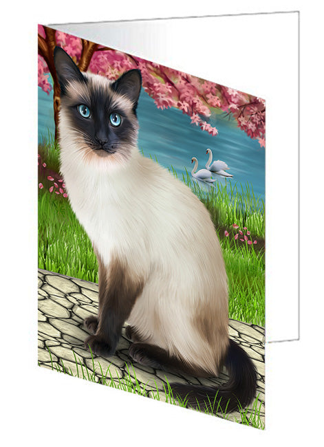 Siamese Cat Handmade Artwork Assorted Pets Greeting Cards and Note Cards with Envelopes for All Occasions and Holiday Seasons GCD62291