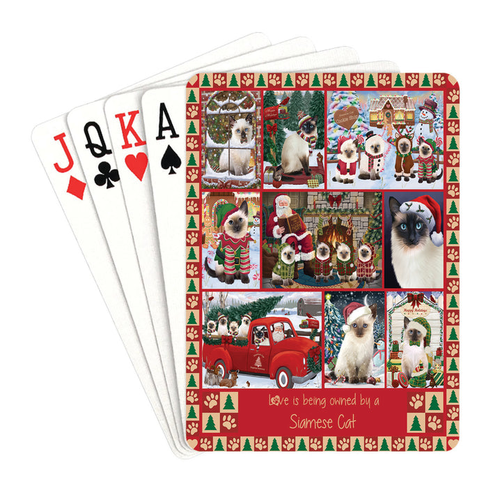 Love is Being Owned Christmas Siamese Cats Playing Card Decks