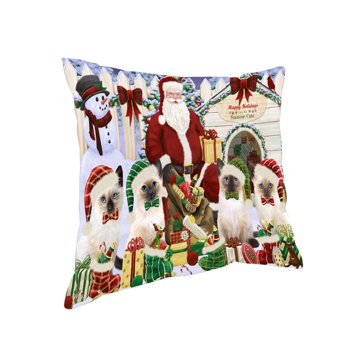 Christmas Dog House Siamese Cats Pillow PIL66592