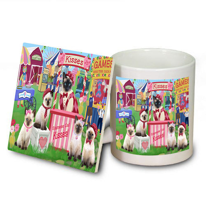 Carnival Kissing Booth Siamese Cats Mug and Coaster Set MUC55920