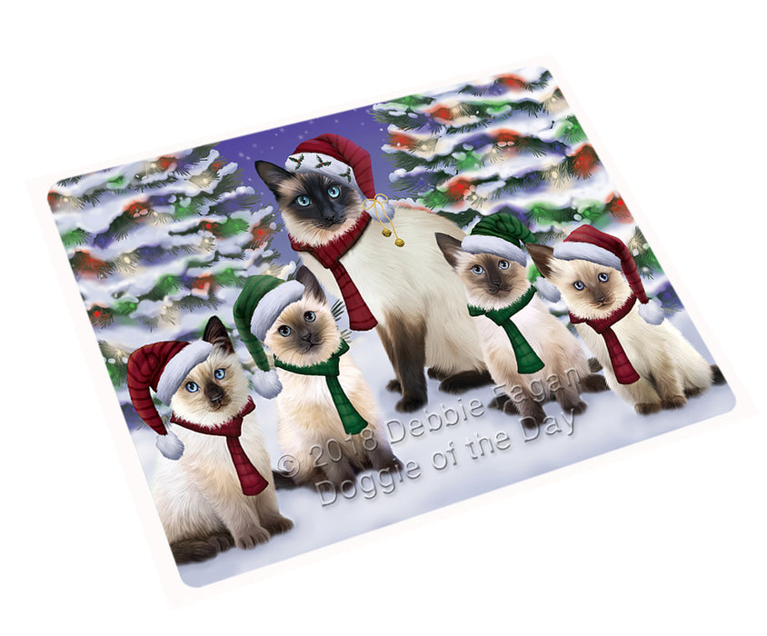 Siamese Cats Christmas Family Portrait In Holiday Scenic Background Magnet Mini (3.5" x 2") MAG62250