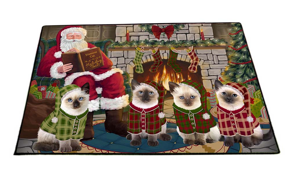 Christmas Cozy Holiday Tails Siamese Cats Floormat FLMS52764