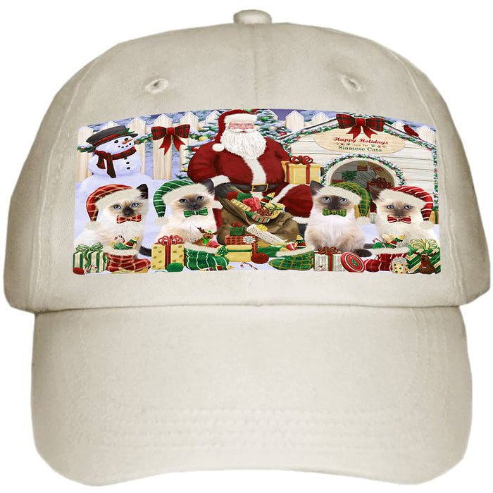 Christmas Dog House Siamese Cats Ball Hat Cap HAT61560