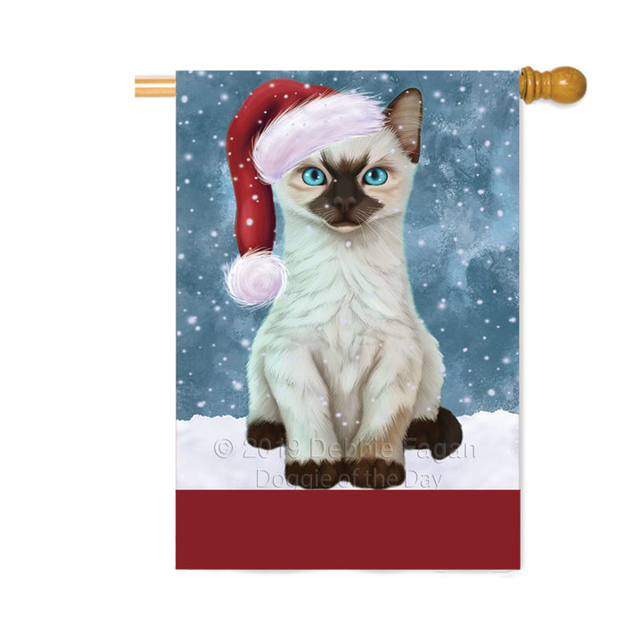 Personalized Let It Snow Happy Holidays Siamese Cat Custom House Flag FLG-DOTD-A62503