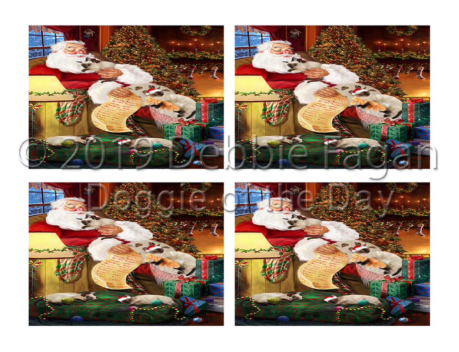 Santa Sleeping with Siamese Cats Placemat
