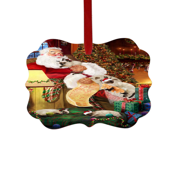 Siamese Cats and Kittens Sleeping with Santa Double-Sided Photo Benelux Christmas Ornament LOR49320
