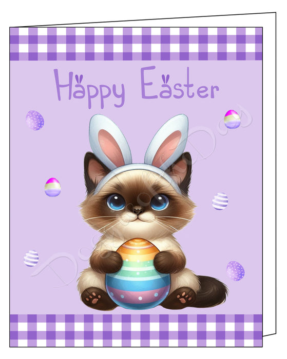 Siamese Cat Easter Day Greeting Cards and Note Cards with Envelope - Easter Invitation Card with Multi Design Pack