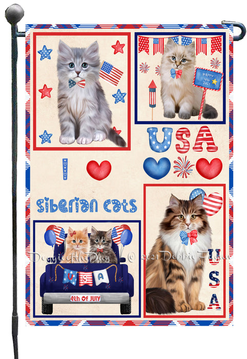 4th of July Independence Day I Love USA Siberian Cats Garden Flag GFLG66942