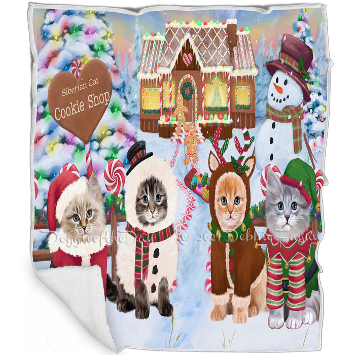 Holiday Gingerbread Cookie Shop Siberian Cats Blanket BLNKT129027